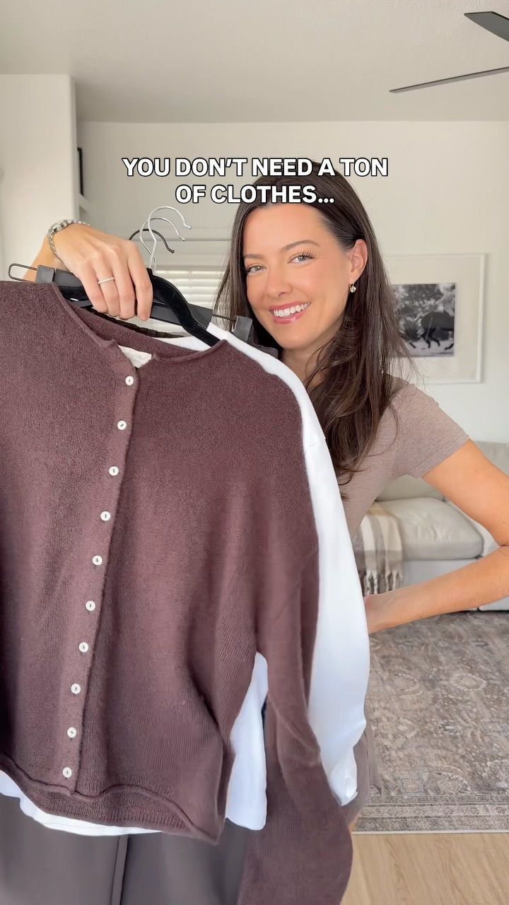Mini fall capsule using only 8 closet staples! Comment “YES” for outfit details sent straight to your DMs, also saved to my LTK! 🍂 And proof that more isn’t always better, I’m here to help you find the best versatile pieces to get your money’s worth! 

Items used:
Long sleeve white tee
Quarter zip sweater
Wool cardigan
Plaid flannel
Faux leather jacket
Relaxed jeans
Tailored shorts
Wide leg pants